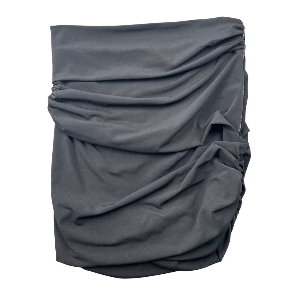 Elizabeth and James Black Ruched Mini Skirt Stretch Bodycon Glam Clubwear - S